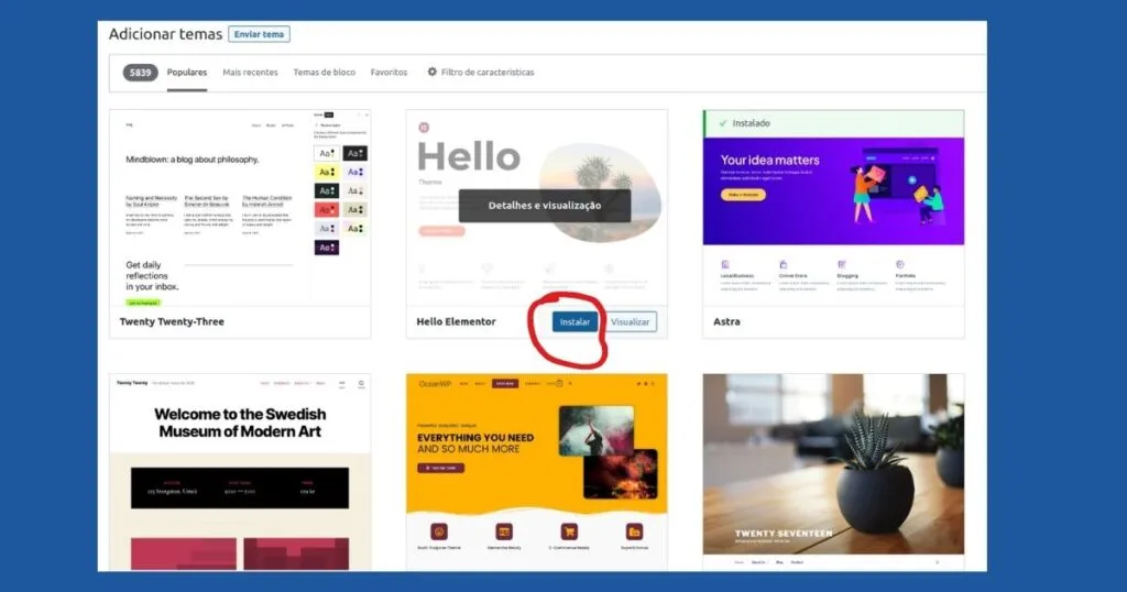 Instalando um Tema Diretamente do Painel do WordPress