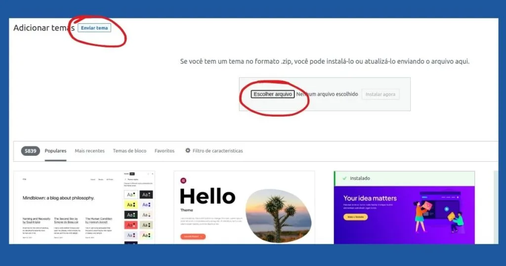 Como instalar tema com arquivo .zip